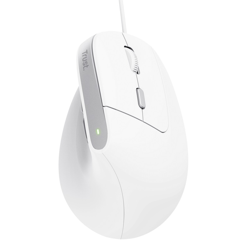 Trust Bayo II/Vertikálne/Optické/Pravoruké/2 400 DPI/Bezdrôtové USB/Biele