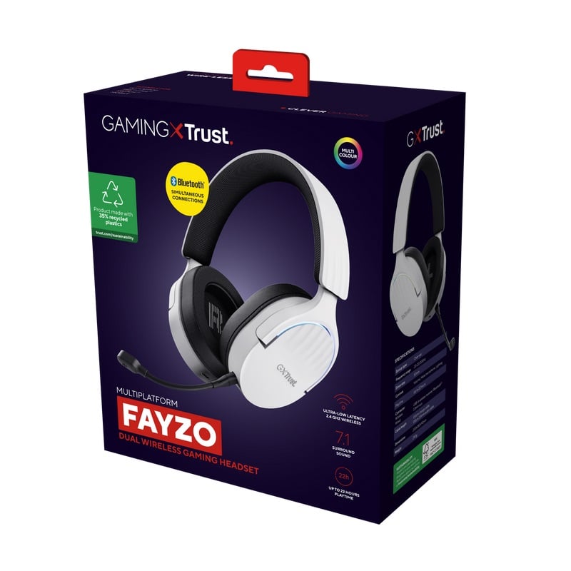 Trust GXT 491W Fayzo Wireless, 7.1, bílá