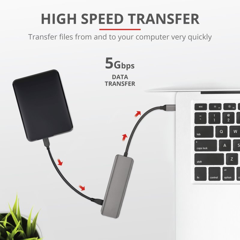 Trust Halyx Aluminium USB-C - 4-Port USB-A 3.2 Hub