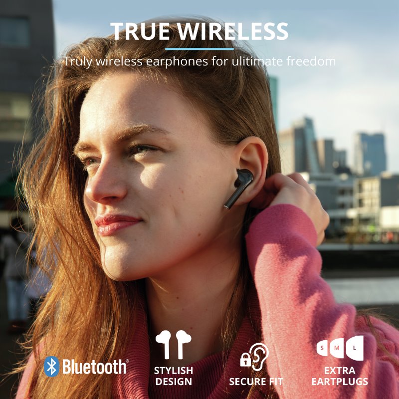 Trust Nika Touch Bluetooth Wireless Earphones, černá