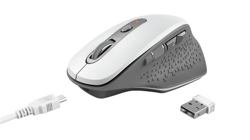 Trust Ozaa Rechargeable Wireless Mouse, bílá