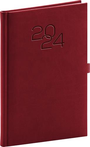 Týdenní diář Vivella Classic 2024, vínový, 15 × 21 cm