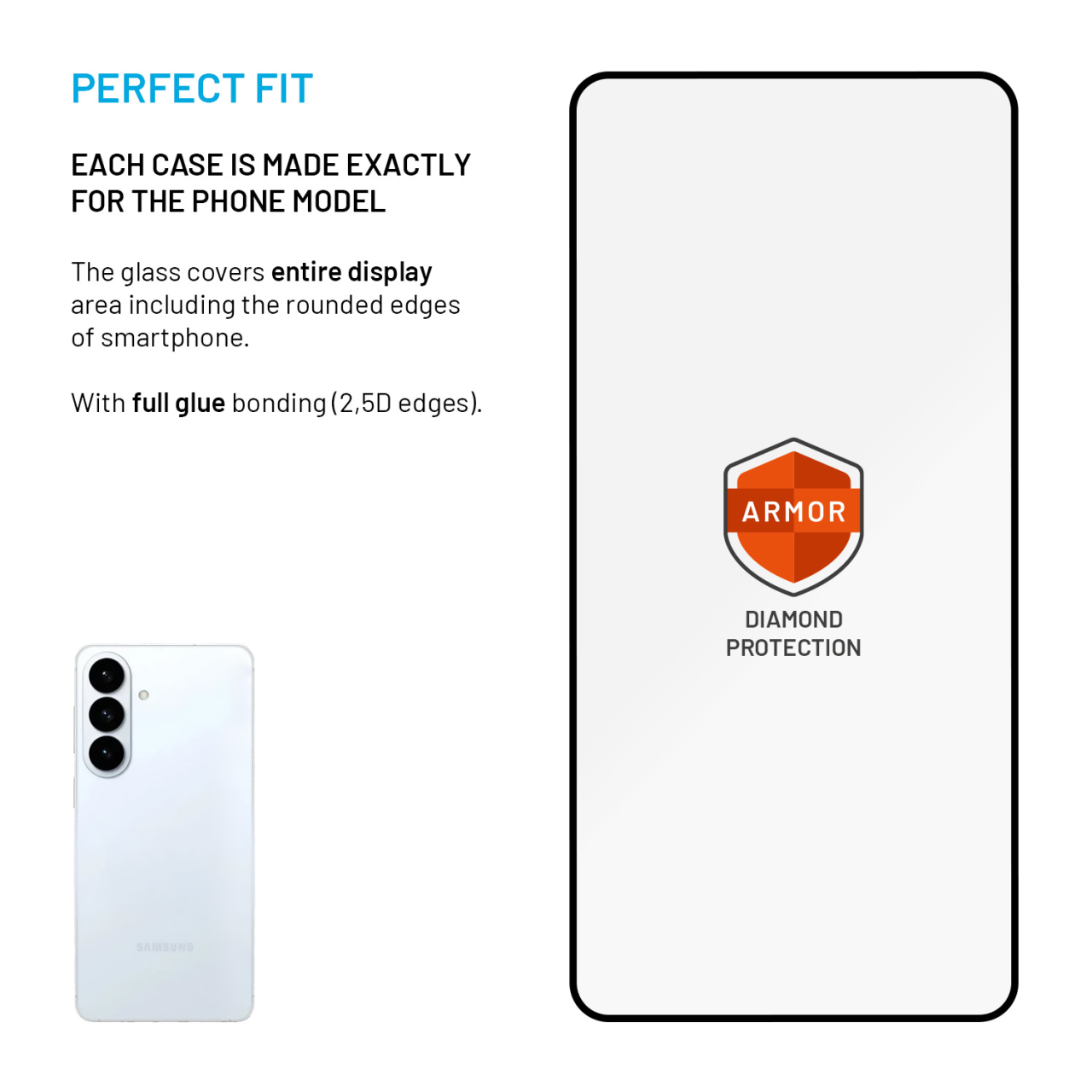 Ultra odolné tvrdené sklo FIXED Armor pre Samsung Galaxy S26, čierne