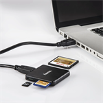 USB 3.0 vícečtečka karet, SD/microSD/CF, černá
