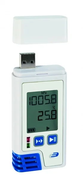USB Datalogger s displejem pro měření teploty, vlhkosti a tlaku s PDF výstupem