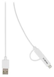 Valueline Synchronizační a nabíjecí kabel, zástrčka USB 2.0 A – zástrčka Micro B s přiloženým adaptérem Lightning, 1,00 m, bílý