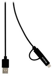 Valueline Synchronizační a nabíjecí kabel, zástrčka USB 2.0 A – zástrčka Micro B s přiloženým adaptérem Lightning, 1,00 m, černý