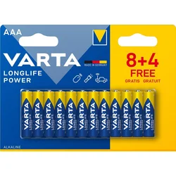 Varta LR03/8+4 Longlife POWER (HIGH ENERGY), alkalická batéria, typ AAA, 12 ks