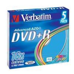 Verbatim DVD+R 4,7GB 16x Slim Colour (5-pack)