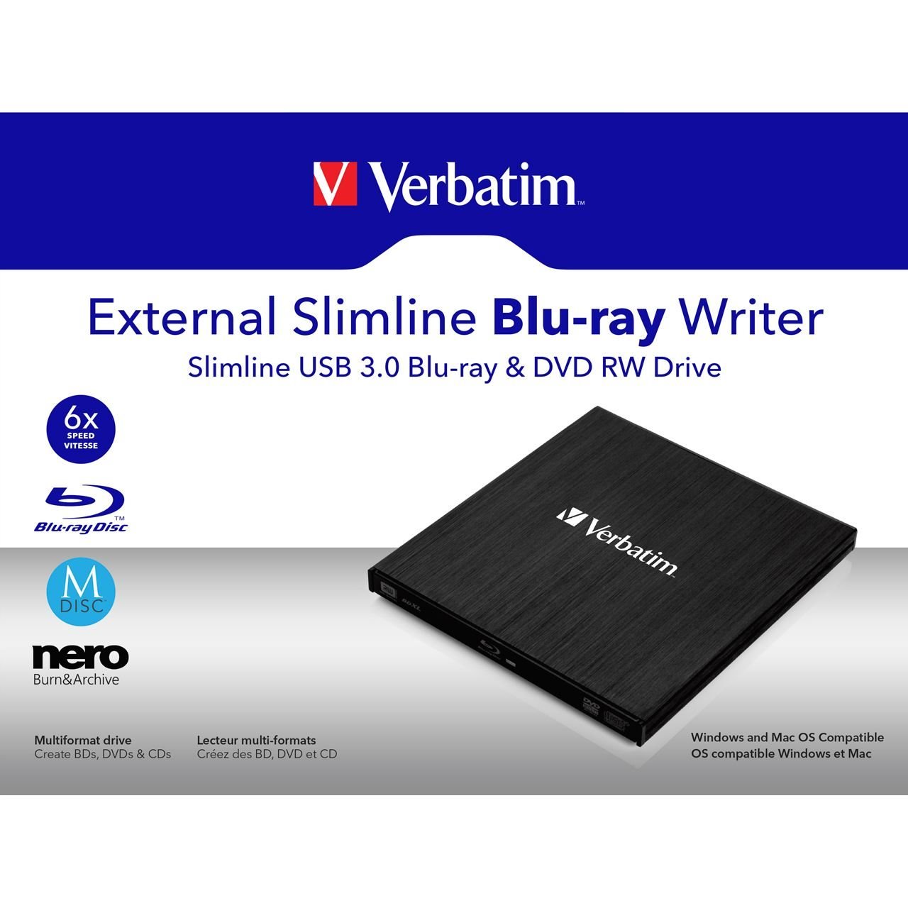 Verbatim External Slimline USB 3.0 Bluray Writer (43890) T.S.BOHEMIA
