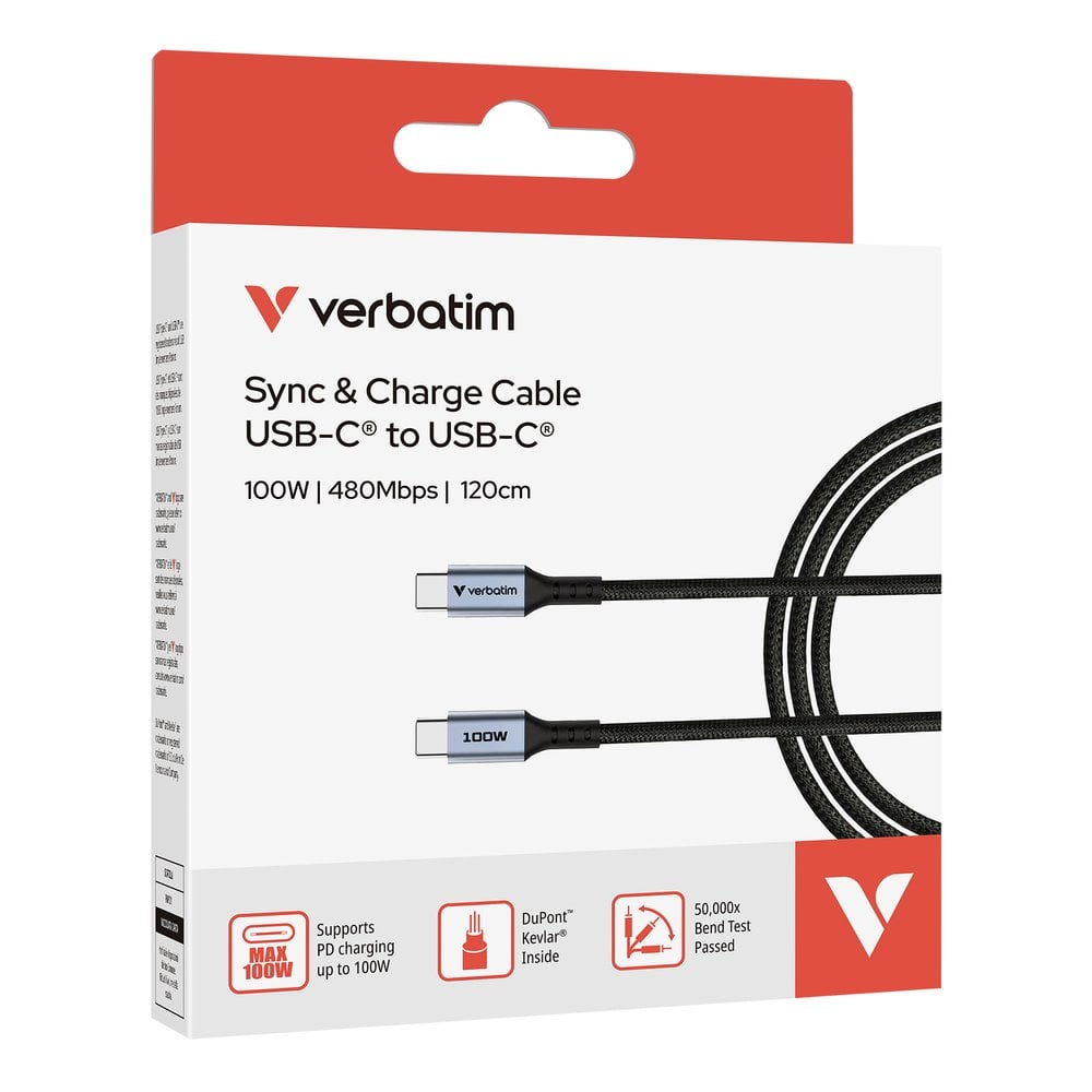 Verbatim USB-C->C kabel Sync & Charge 100W černý