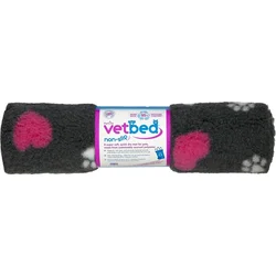 Vetbed anti-slip / Drybed graphite Pink heart DELUXE 75 x 50 cm, vlas 30 mm