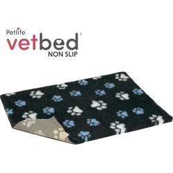 Vetbed protiskluz / Drybed Grafit modré a bílé packy DELUXE 100 x 75 cm, vlas 30 mm