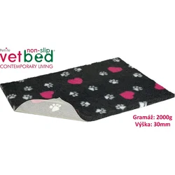 Vetbed protiskluz/Drybed grafit Růžové srdce 75 x 50 cm, vlas 30 mm