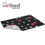 Vetbed protiskluz / Drybed grafit Růžové srdce DELUXE 75 x 50 cm, vlas 30 mm
