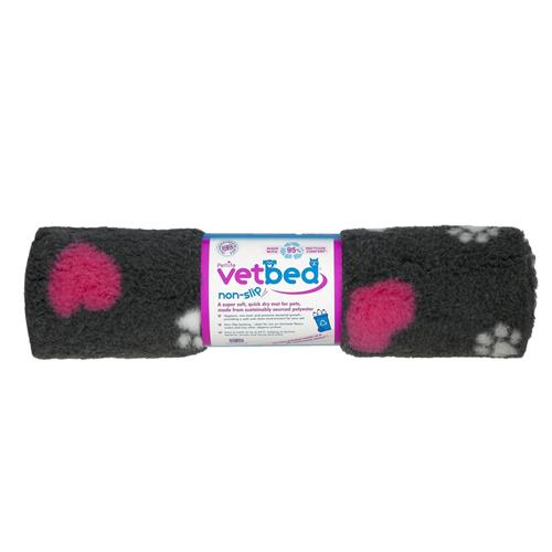 Vetbed protiskluz / Drybed grafit Růžové srdce DELUXE 75 x 50 cm, vlas 30 mm