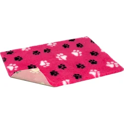 Vetbed protiskluz / Drybed Růžová černé a bílé packy, Role 10 x 1,5 m, vlas 30 mm