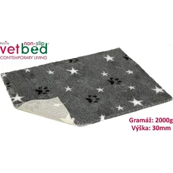 Vetbed protiskluz/Drybed Šedý hvězda s packou 75 x 50 cm, vlas 30 mm