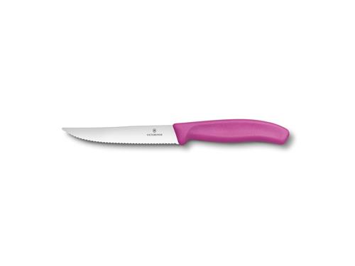 Victorinox Steak nůž vlnkované ostří, 12 cm, růžový