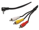 Video audio kábel, stereo 3,5 mm 4 pin - 3x CINCH RCA tienený, M/M, 1,5 m