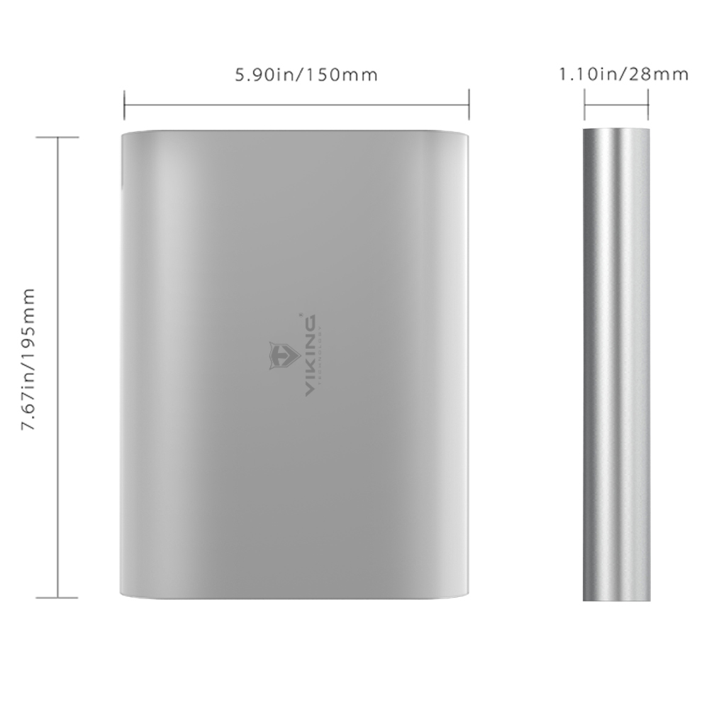 Viking notebooková power banka Smartech II Quick Charge 3.0 40000mAh, šedá