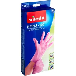Vileda 170900 Jednoduché jednorazové rukavice S/M 100 ks