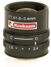 Vivotek objektiv 1/3", 1.6 – 3.4mm, F 1.4, manuální, CS