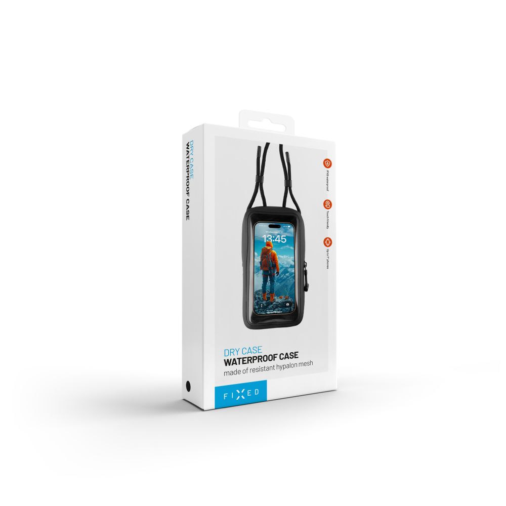 Voděodolné pouzdro na mobilní telefon FIXED Dry Case z hypalonu s certifikací IPX8, černé