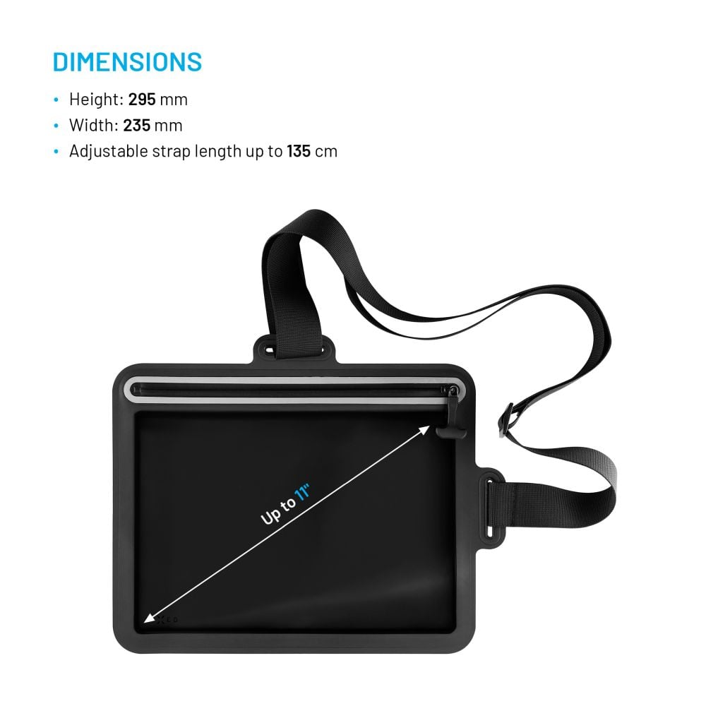 Voděodolné pouzdro na tablet FIXED Dry Tab přes rameno s certifikací IPX8, černé