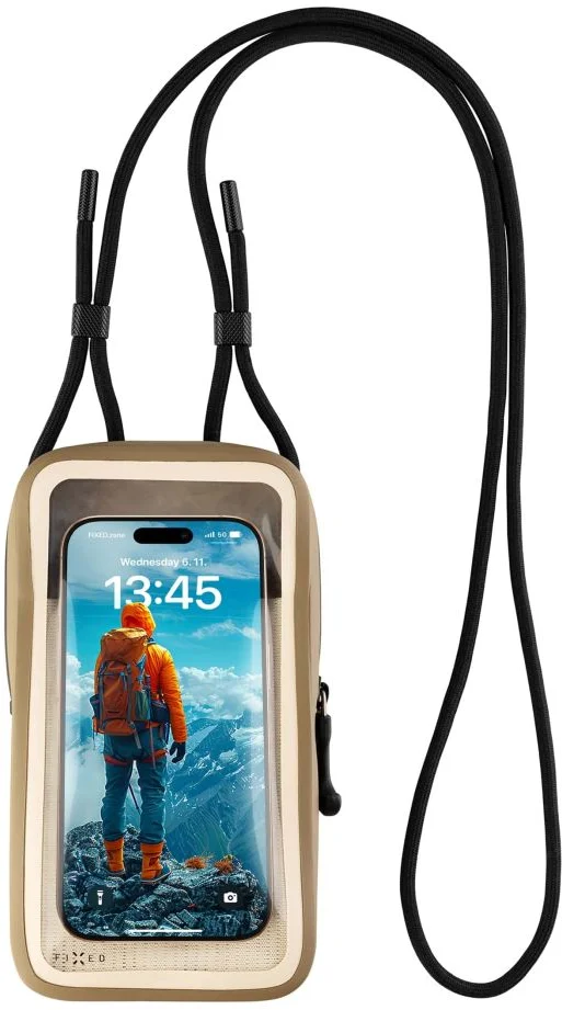 Vodotesné puzdro na mobilný telefón FIXED Dry Case hypalon s certifikáciou IPX8, khaki
