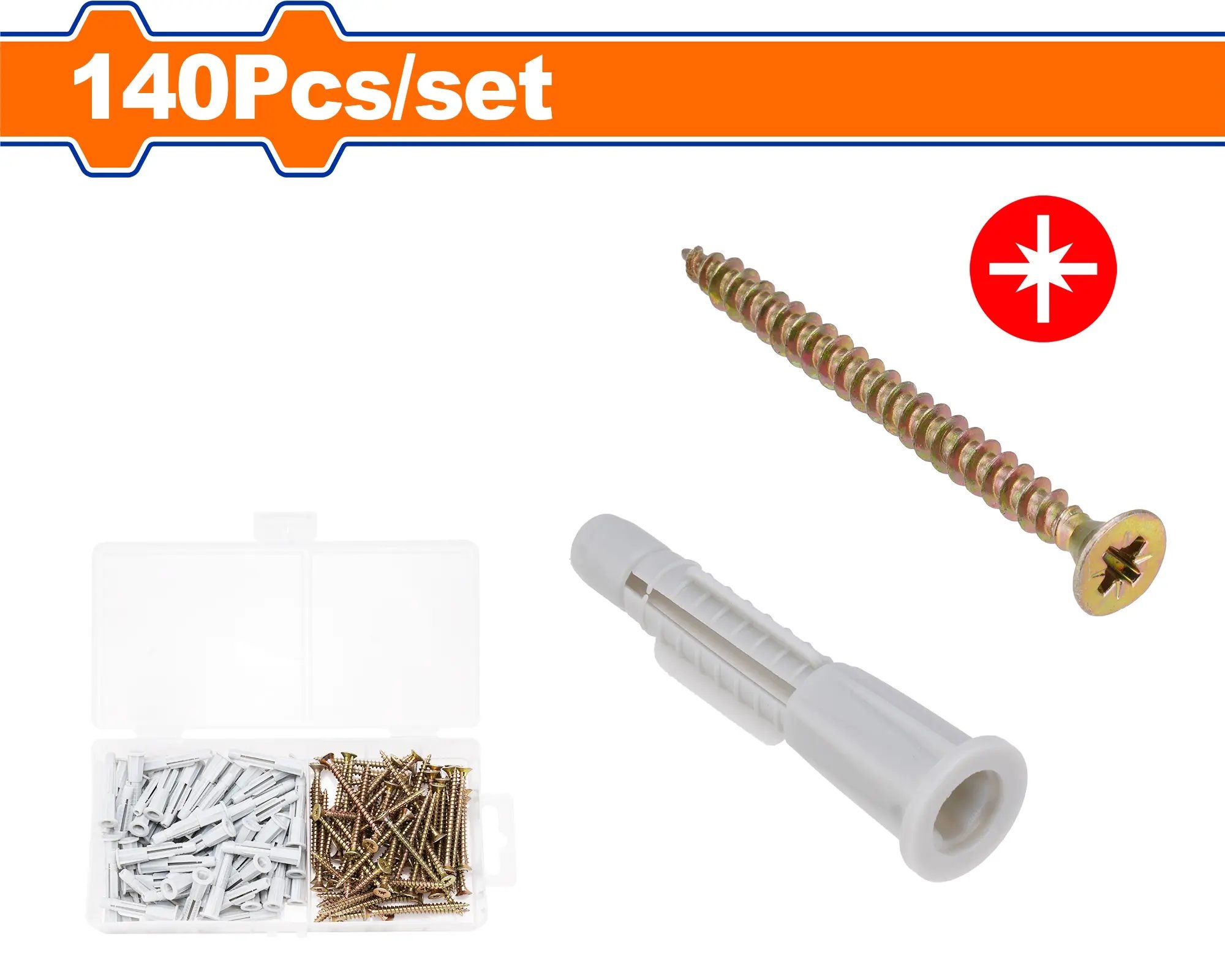 Wadfow Hmoždinka s vrutem sada 140ks