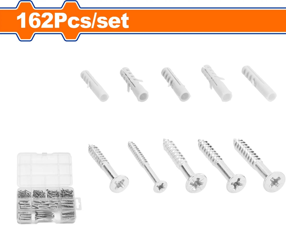 Wadfow Hmoždinka s vrutem sada 162ks