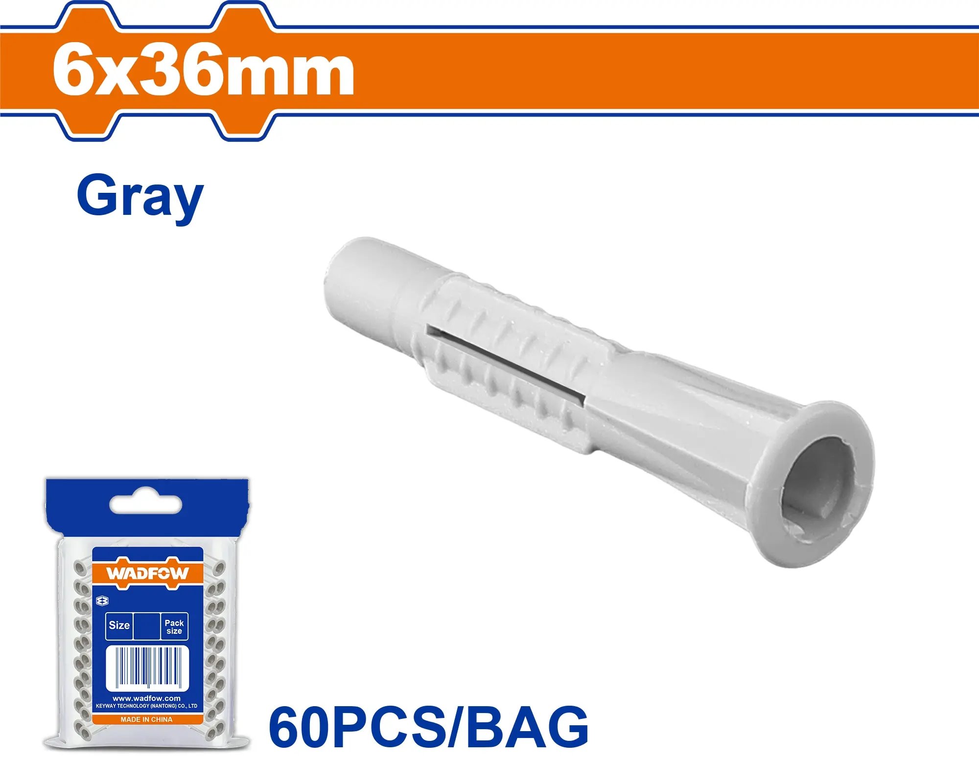 Wadfow Hmoždinka univerzální 6x36mm, sada 60 ks
