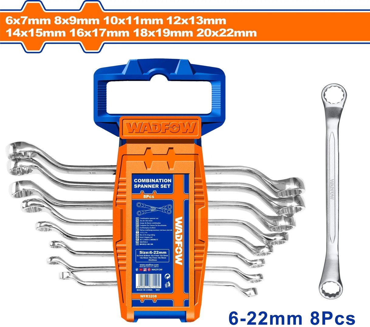 Wadfow Klíč očkoplochý zahnutý sada 8ks