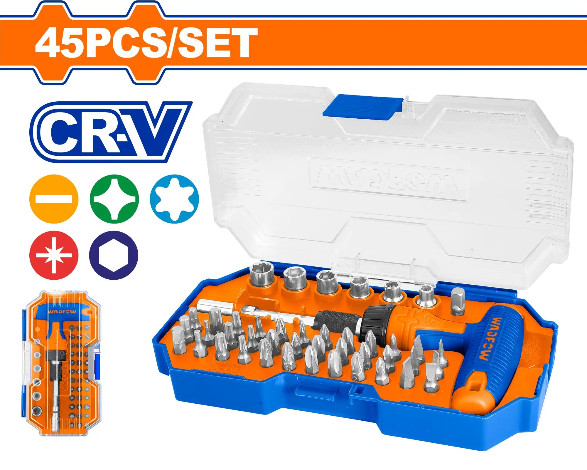 Wadfow Šroubovák tvaru T sada 45ks