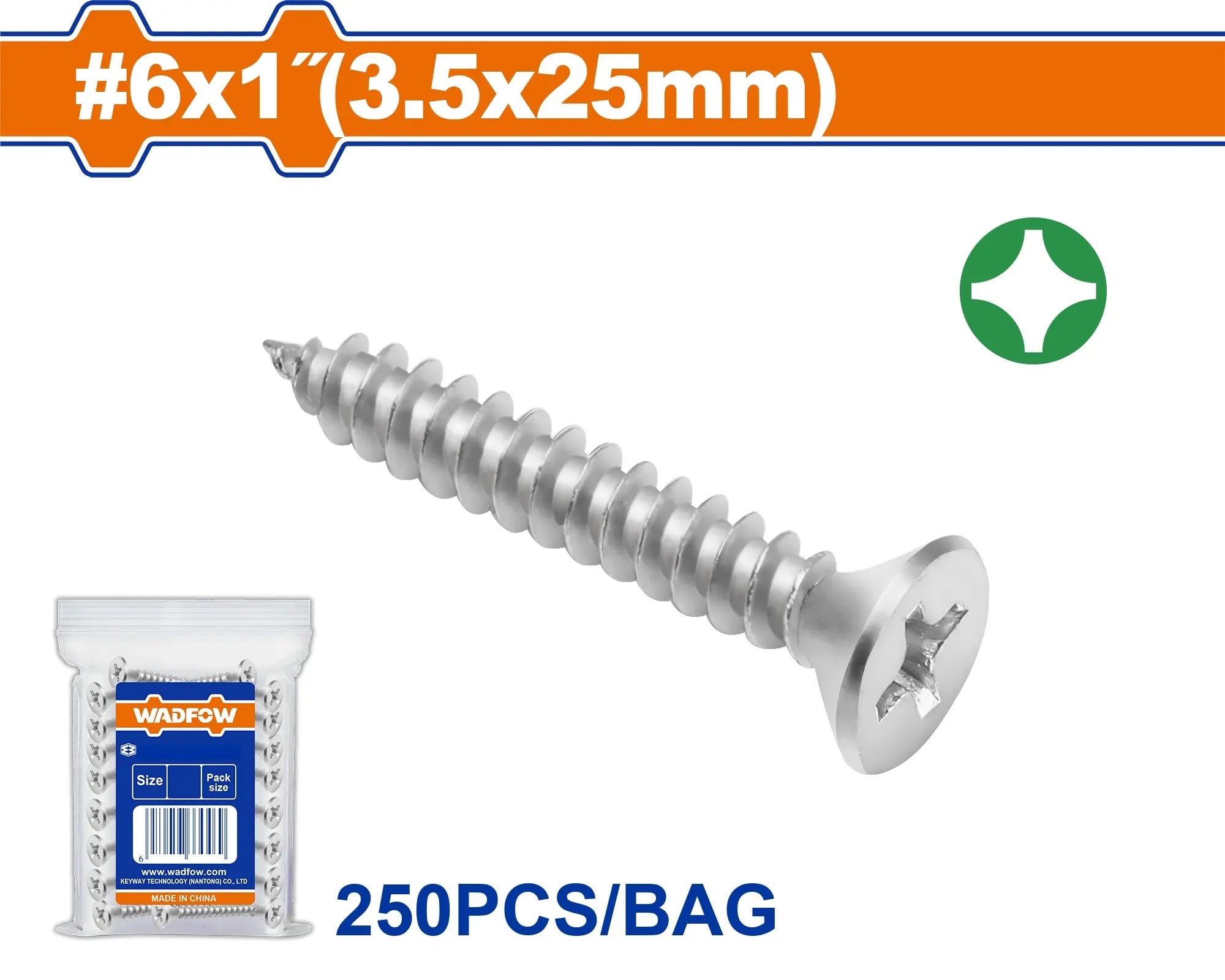 Wadfow Vrut samořezný ZH 3.5x25mm, sada 250 ks