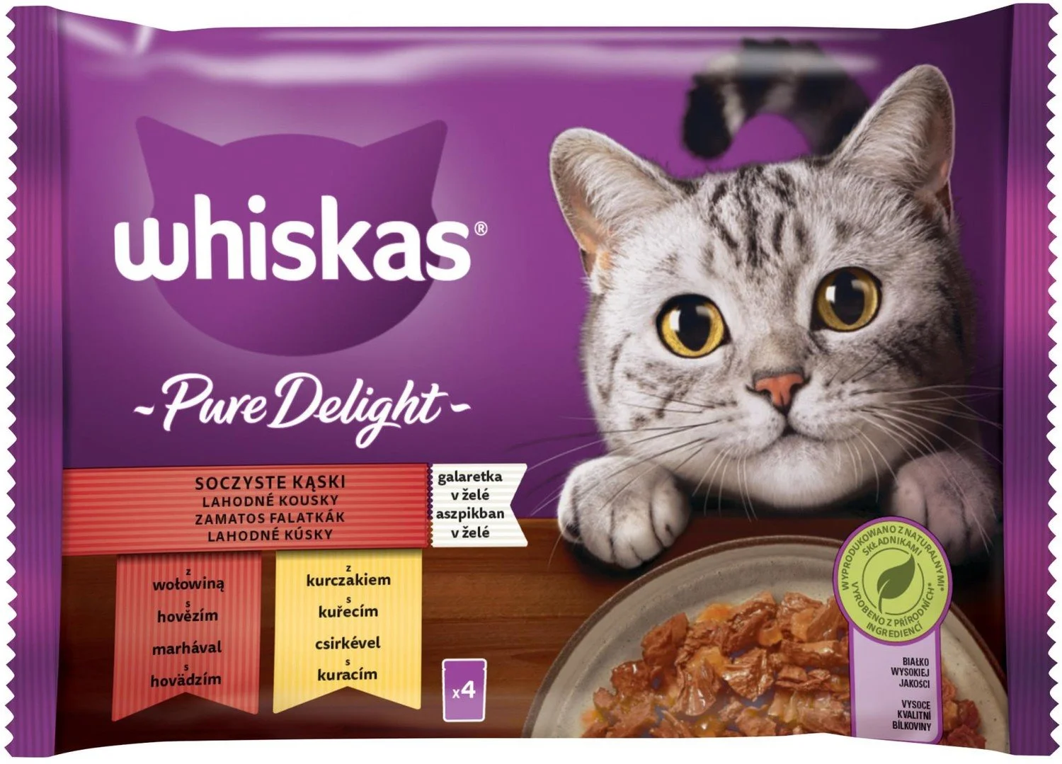 Whiskas Pure Delight klasický výběr v želé 4x85g kapsička pro kočky