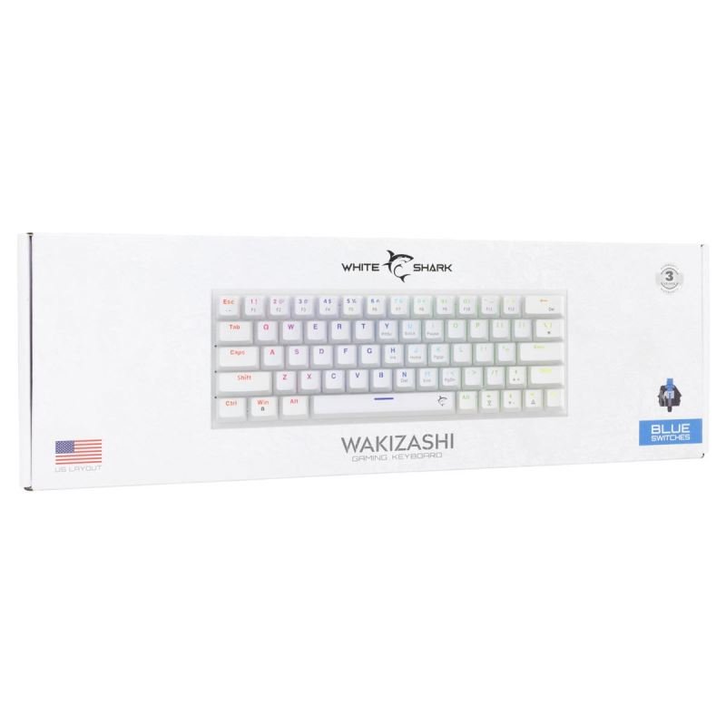 White Shark WAKIZASHI 2, bílá (US + modré switche)