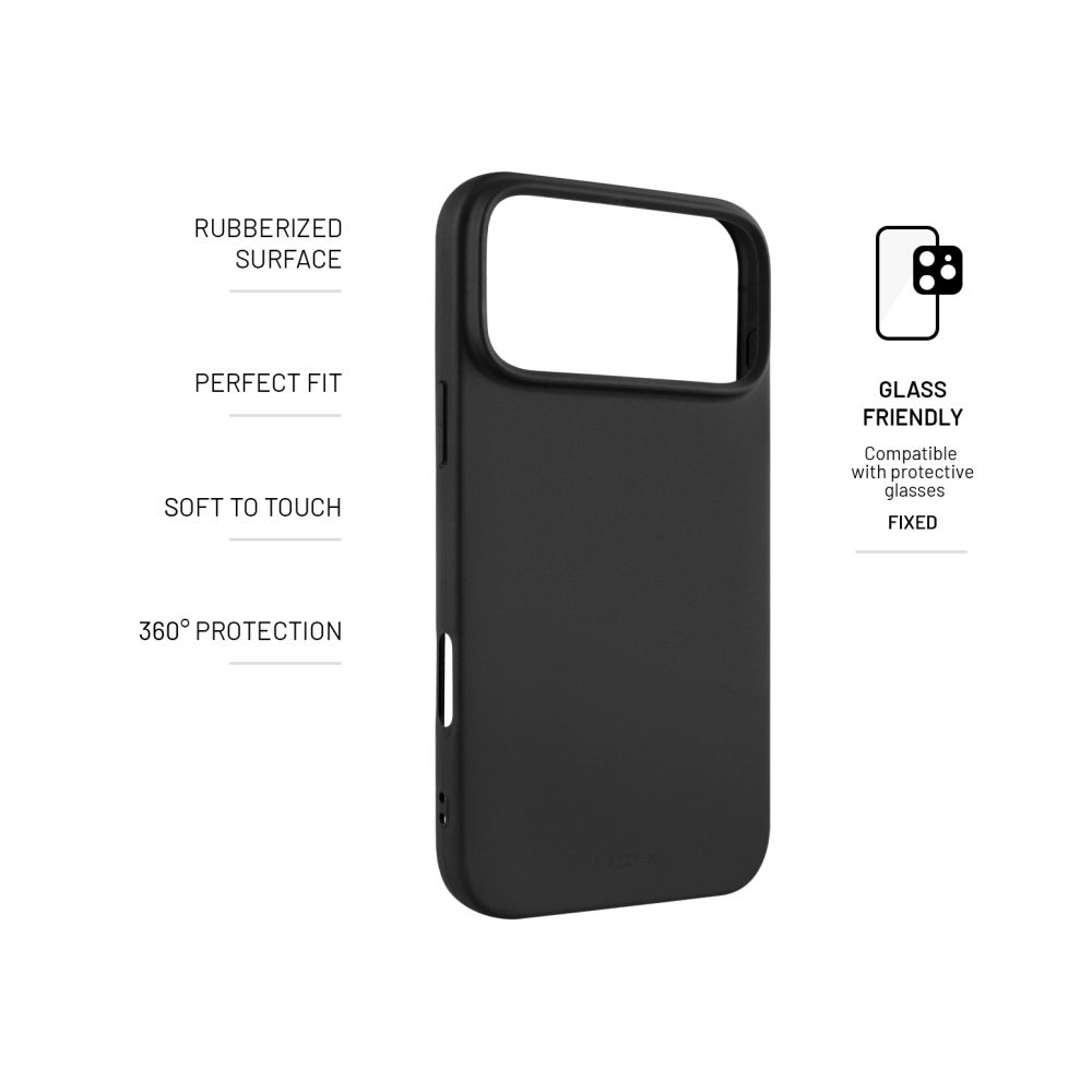 Zadní pogumovaný kryt FIXED Story pro Apple iPhone 17 Pro Max, černý