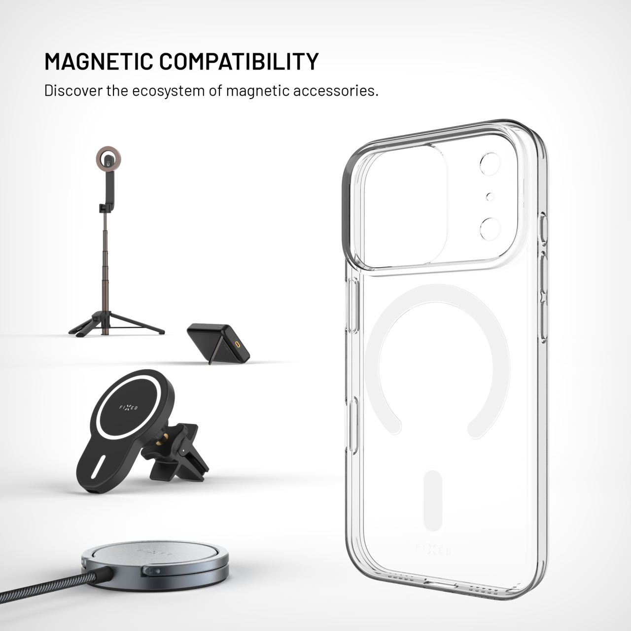 Zadný kryt FIXED MagShell s MagSafe pre Samsung Galaxy S26, číry