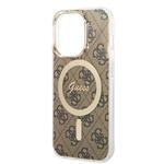 Zadný kryt Guess IML 4G MagSafe pre iPhone 15 Pro Brown