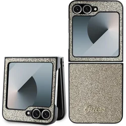Zadný kryt Guess PC/TPU Glitter Flakes Metal Logo pre Samsung Galaxy Z Flip 6 Gold