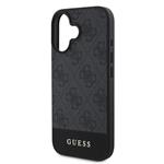Zadný kryt Guess PU 4G Stripe pre iPhone 16 Grey