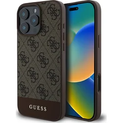 Zadný kryt Guess PU 4G Stripe pre iPhone 16 Pro Brown