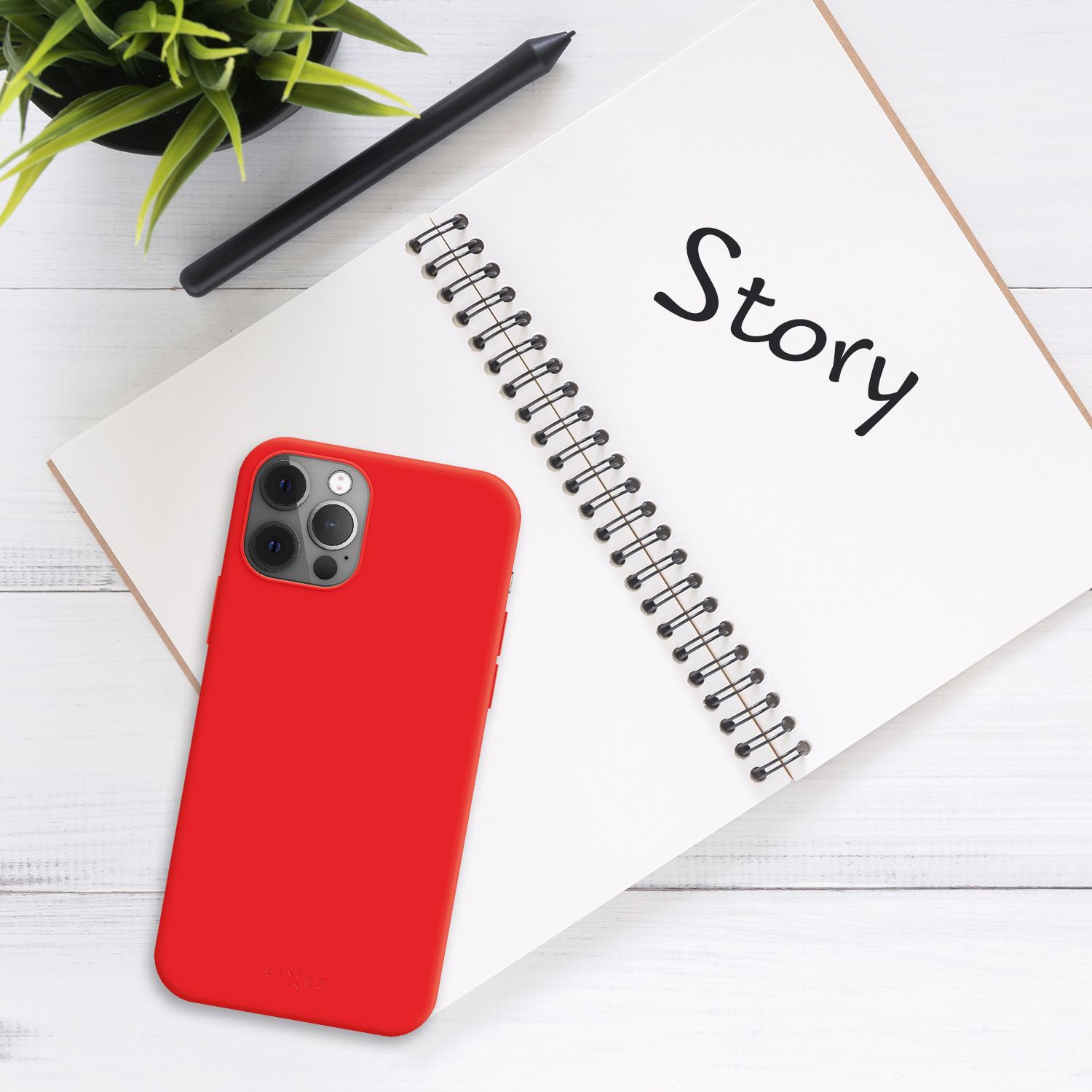Zadný pogumovaný kryt FIXED Story pre Apple iPhone 14 Plus, červený
