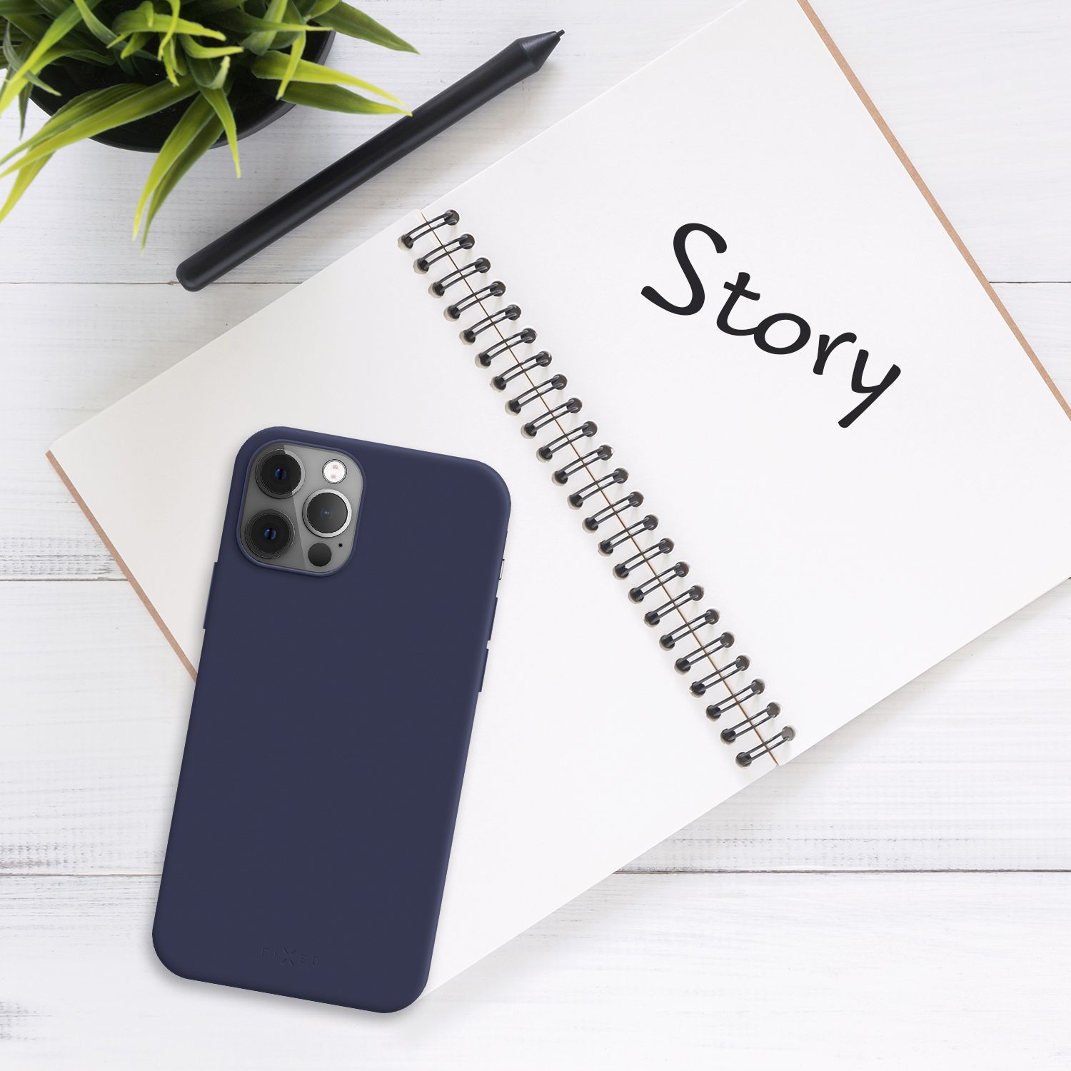 Zadný pogumovaný kryt FIXED Story pre Apple iPhone 14 Pro Max, modrý
