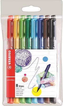 Značkovače STABILO "Point Max", sada, 8 farieb, 0,8 mm