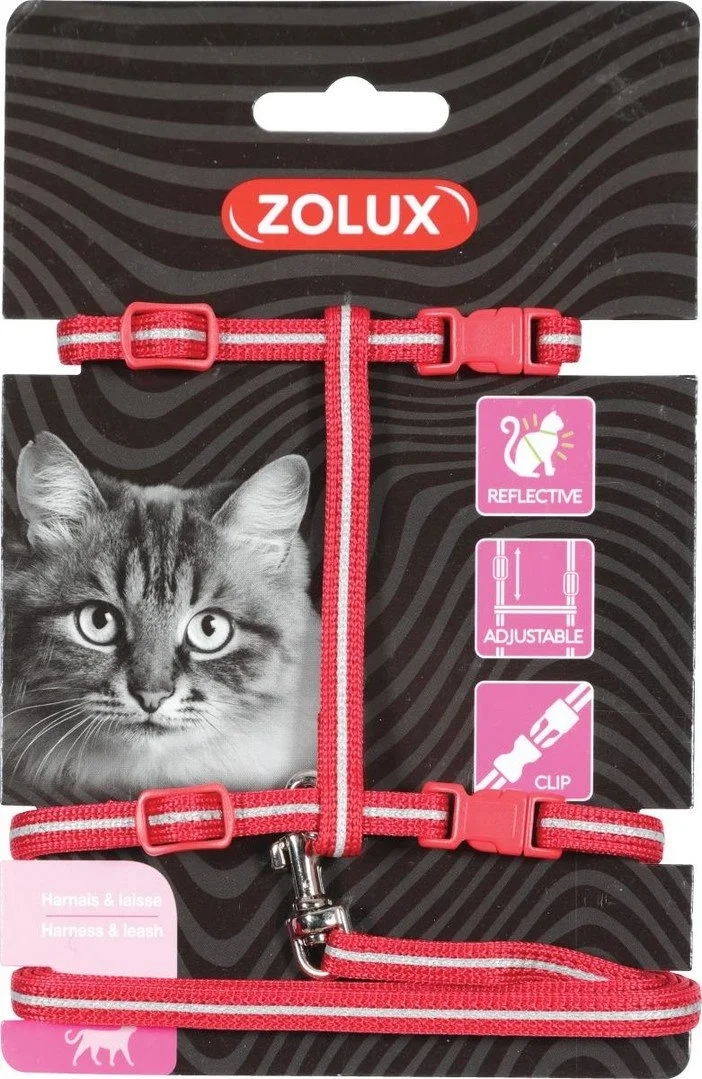 Zolux Postroj pro kočky s vodítkem 1,2m červený