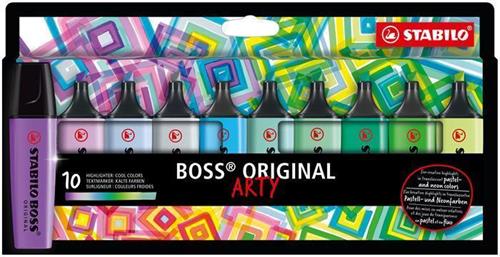 Zvýrazňovače STABILO "BOSS original Arty", 10 ks, studené odtiene, 2-5 mm 70/10-2-20