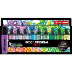 Zvýrazňovače STABILO "BOSS original Arty", 10 ks, studené odtiene, 2-5 mm 70/10-2-20